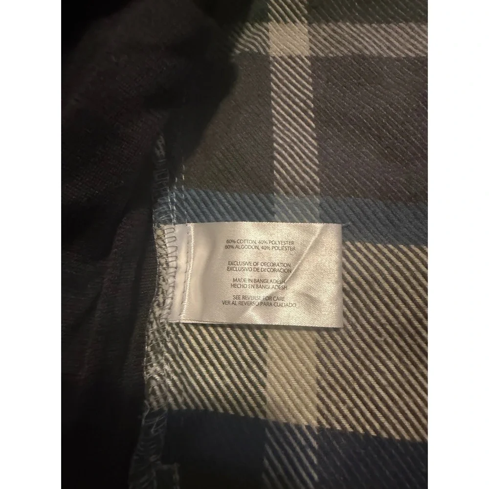 Orvis Mens Plaid Flannel Shirt Jacket Blue Green Cream Pockets Large L/G